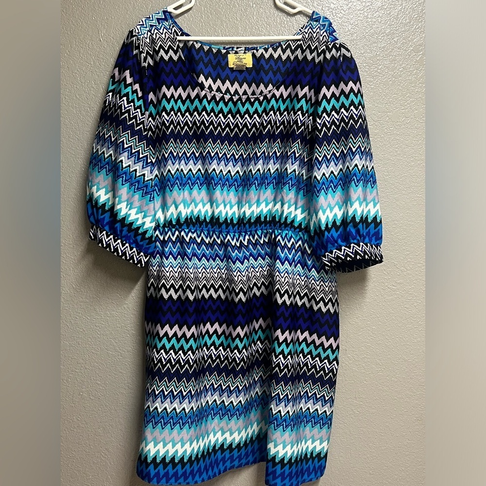 Women’s Blue Chevron Dress, plus size 3X